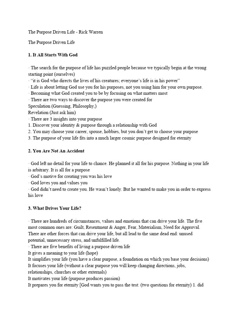 The Purpose Driven Life | PDF | God | Love