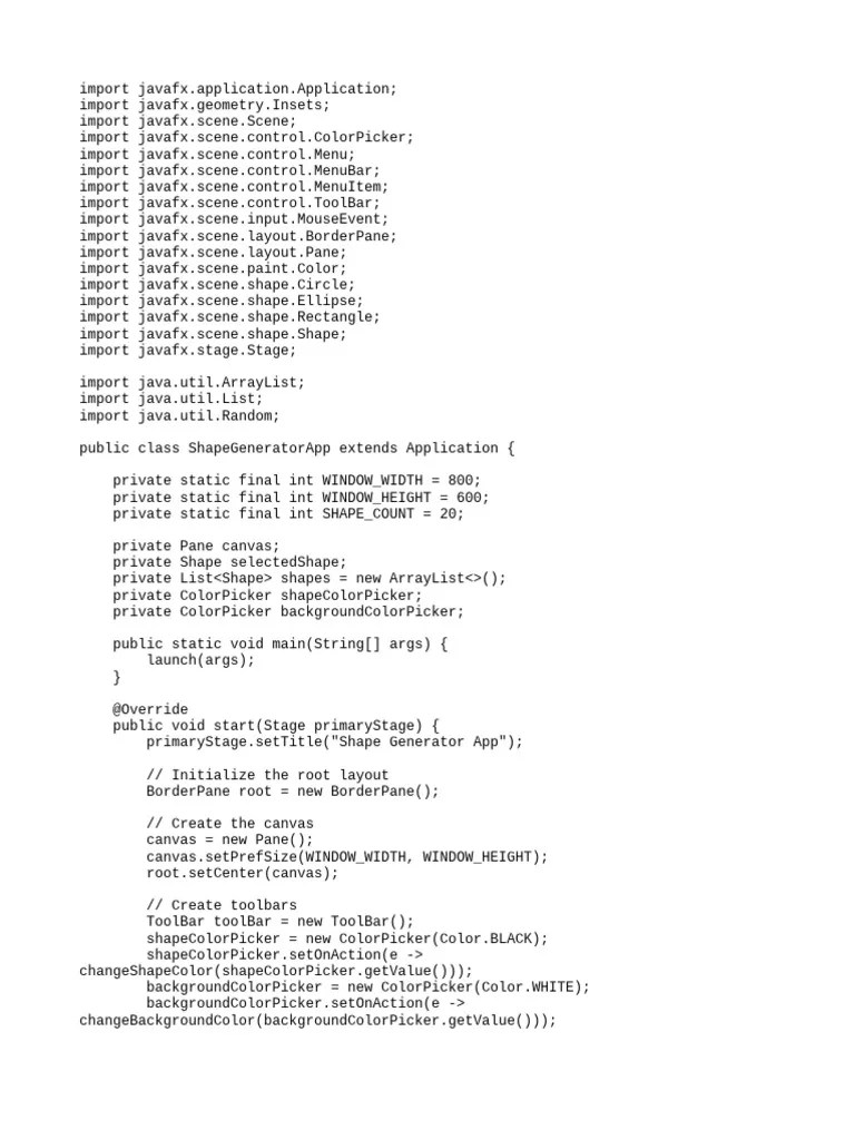 Random Shape Generator | PDF | Software | Computer Programming
