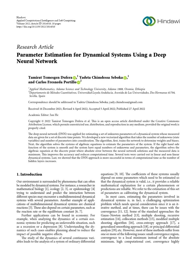 Parameter Estimation For Dynamical Systems Using A Deep Neural Network ...