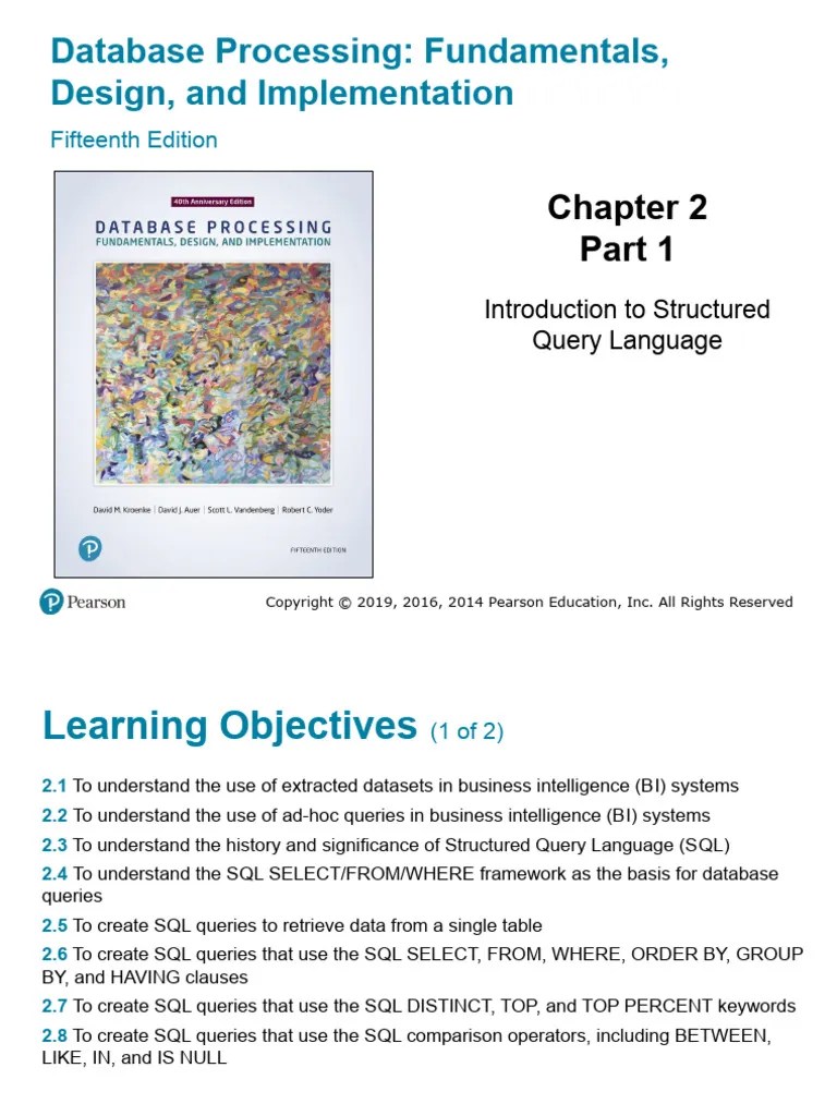Chapter 2 PPT Part 1 Intro To SQL | PDF | Sql | Databases
