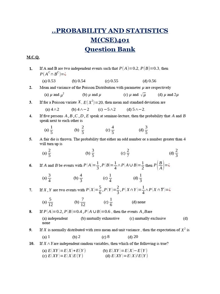 Probability And Statistics | PDF | Normal Distribution | Type I And Type Ii Errors
