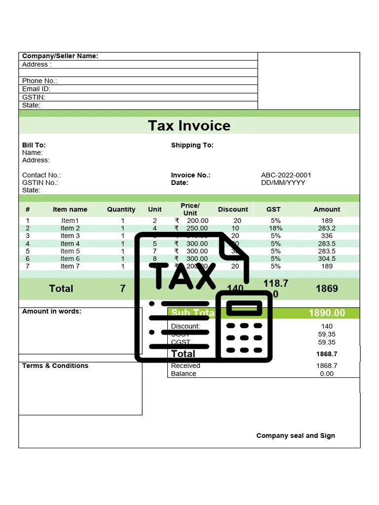 GST Invoice Format 001 | PDF