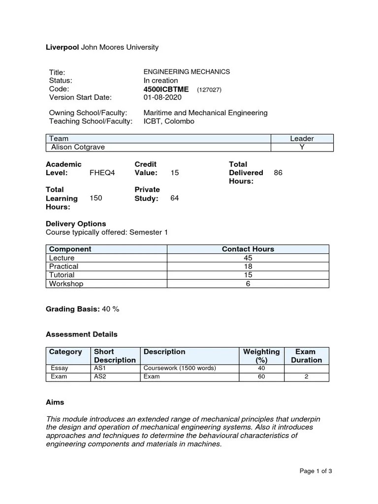 4500ICBTME Engineering Mechanics | PDF | Engineering | Mechanical ...