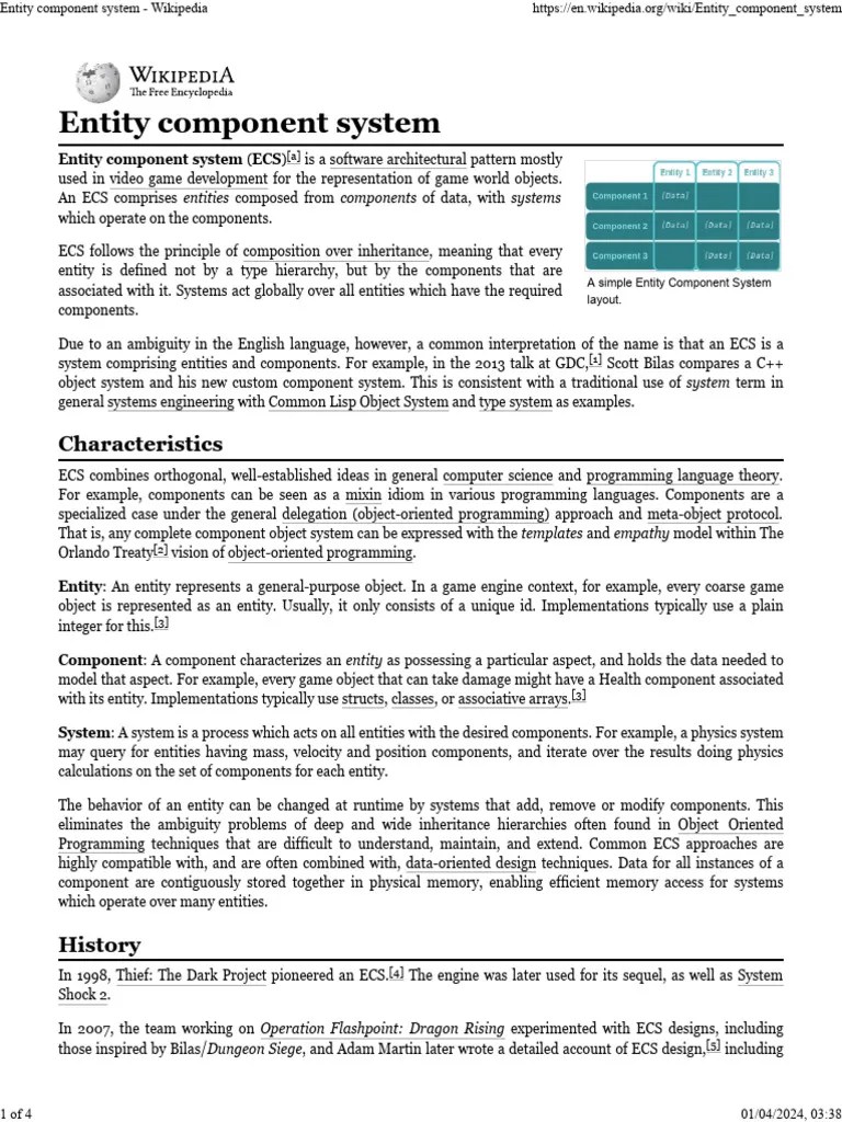 Entity Component System - Wikipedia | PDF | Computing | Systems ...