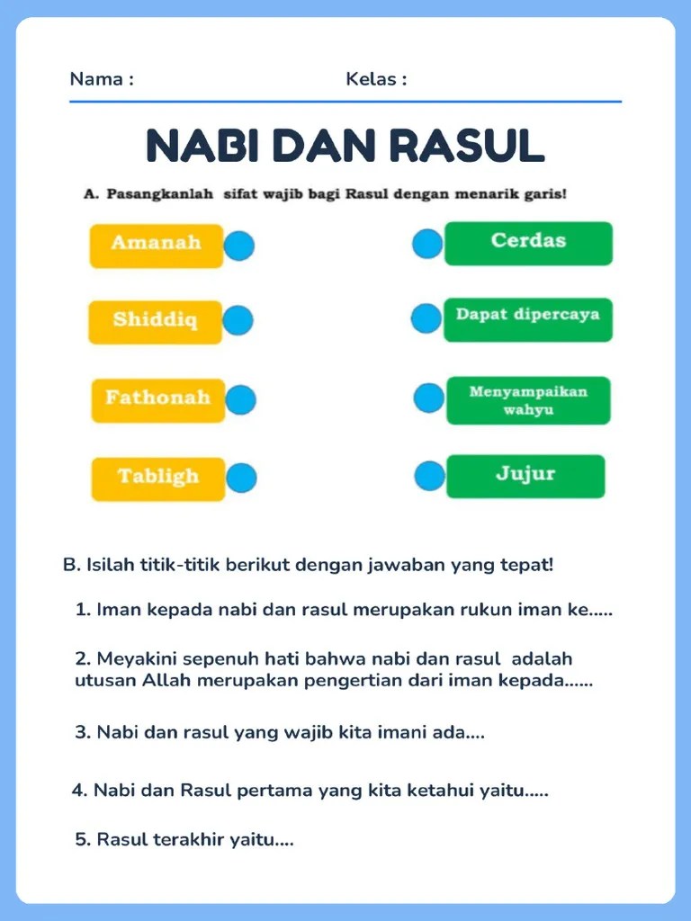 LKPD Nabi Dan Rasul KLS 4 | PDF