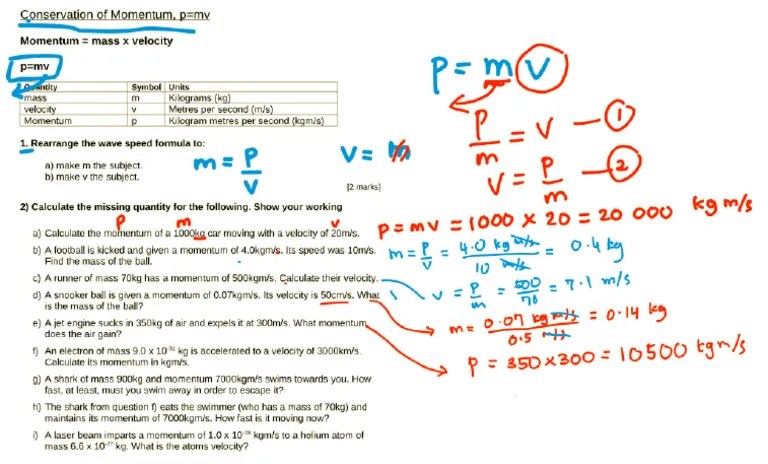 Momentum IGCSE Physics Exercise And Notes | PDF