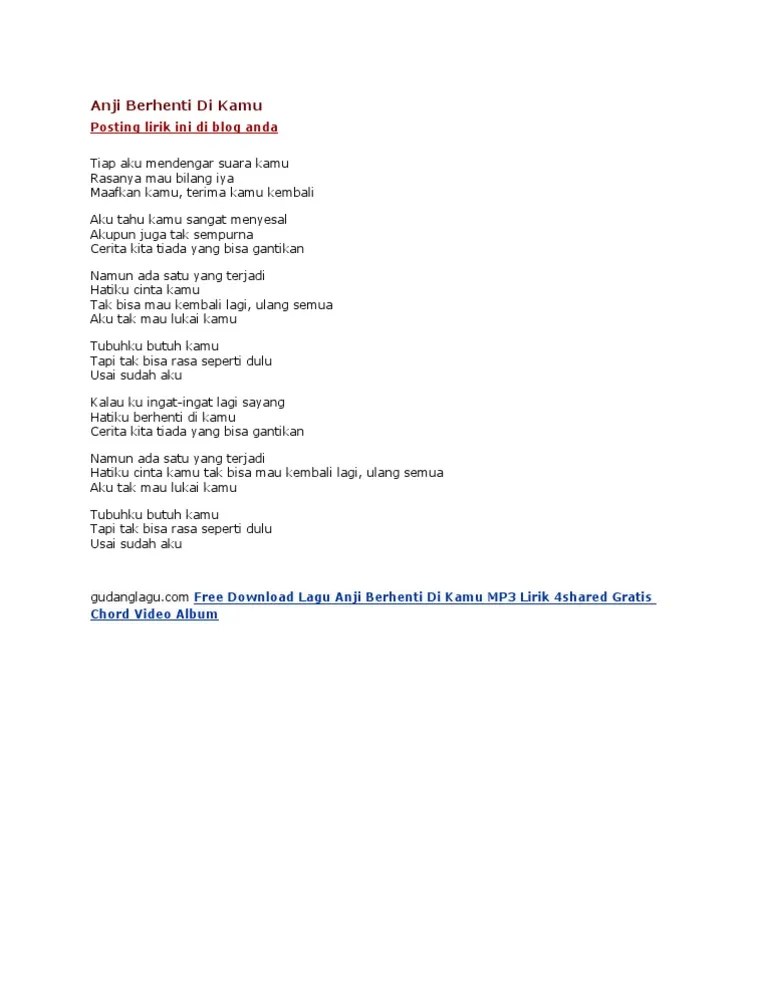 Kali ini, mereka merilis single yang berjudul do 4 me. Anji Berhenti Di Kamu Pdf