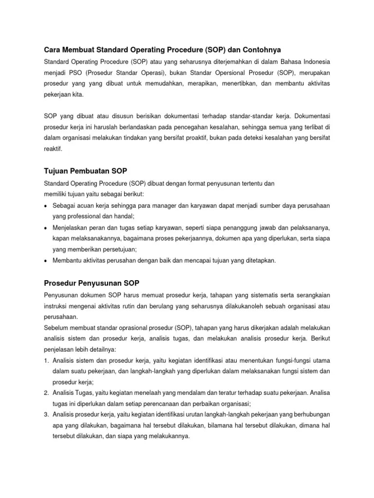 13 Cara Membuat Standard Operating Procedure | PDF | Pengelolaan ...