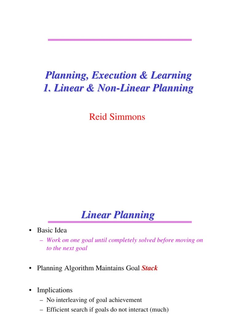 Unit 8 - Planning, Execution & Learning Planning, Execution ...