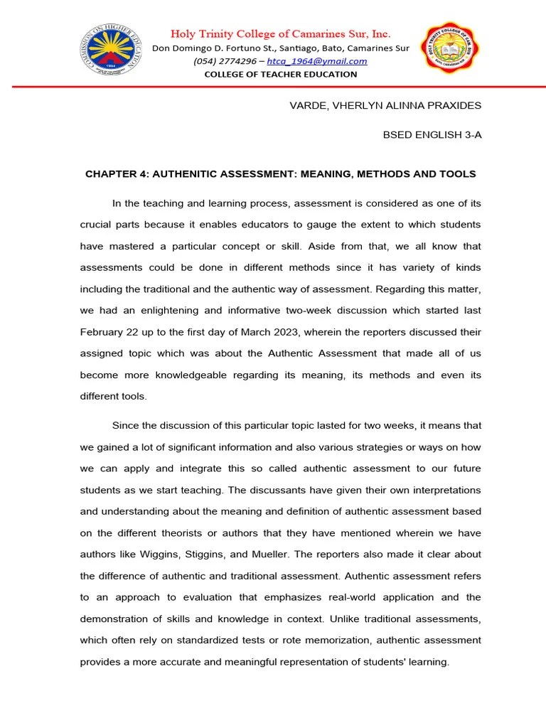 REFLECTION 4 | PDF | Educational Assessment | Learning