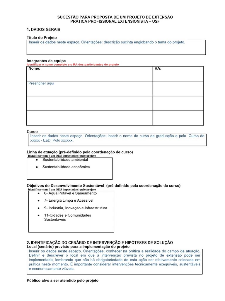 Modelo De Projeto De Extensão - Ccoe - Prática Profissional ...