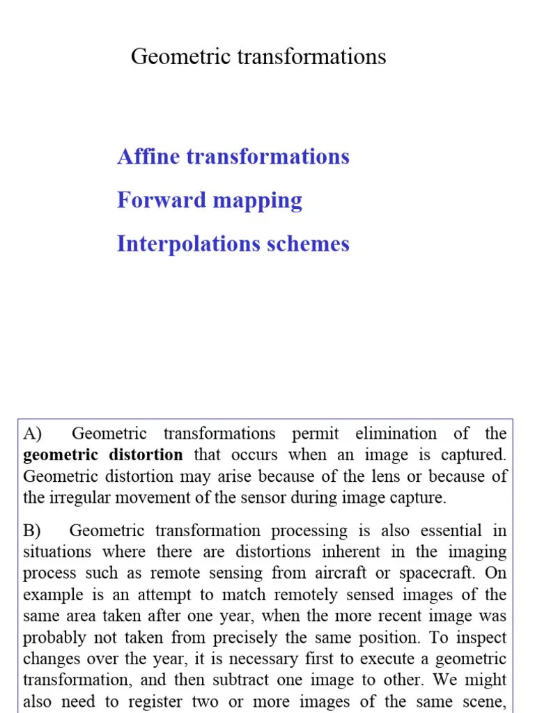 Geometric Transformations | PDF | Pixel | Image Processing