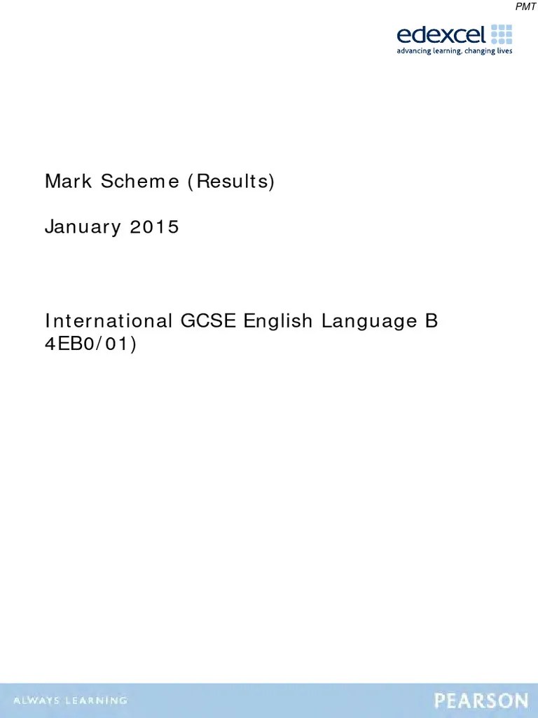 January 2015 MS - Paper 1 Edexcel (B) English Language IGCSE | PDF | Grammar | Punctuation