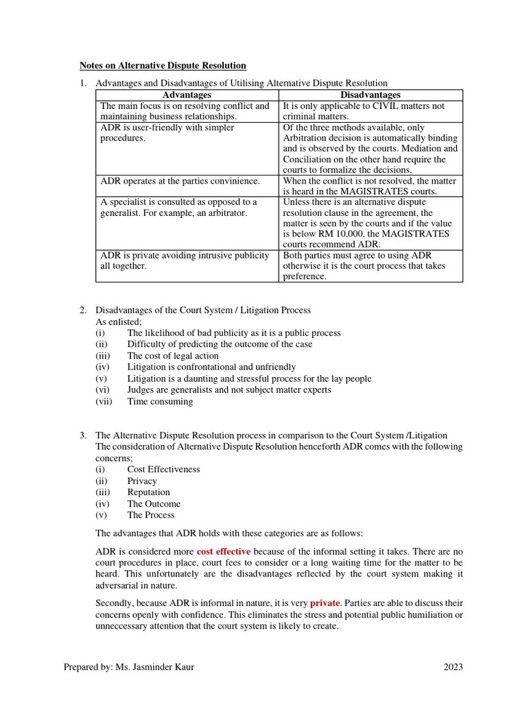 6. Notes On Alternative Dispute Resolution | PDF | Alternative Dispute ...