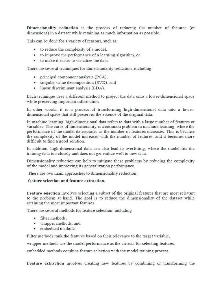 Dimensionality Reduction | PDF | Principal Component Analysis ...