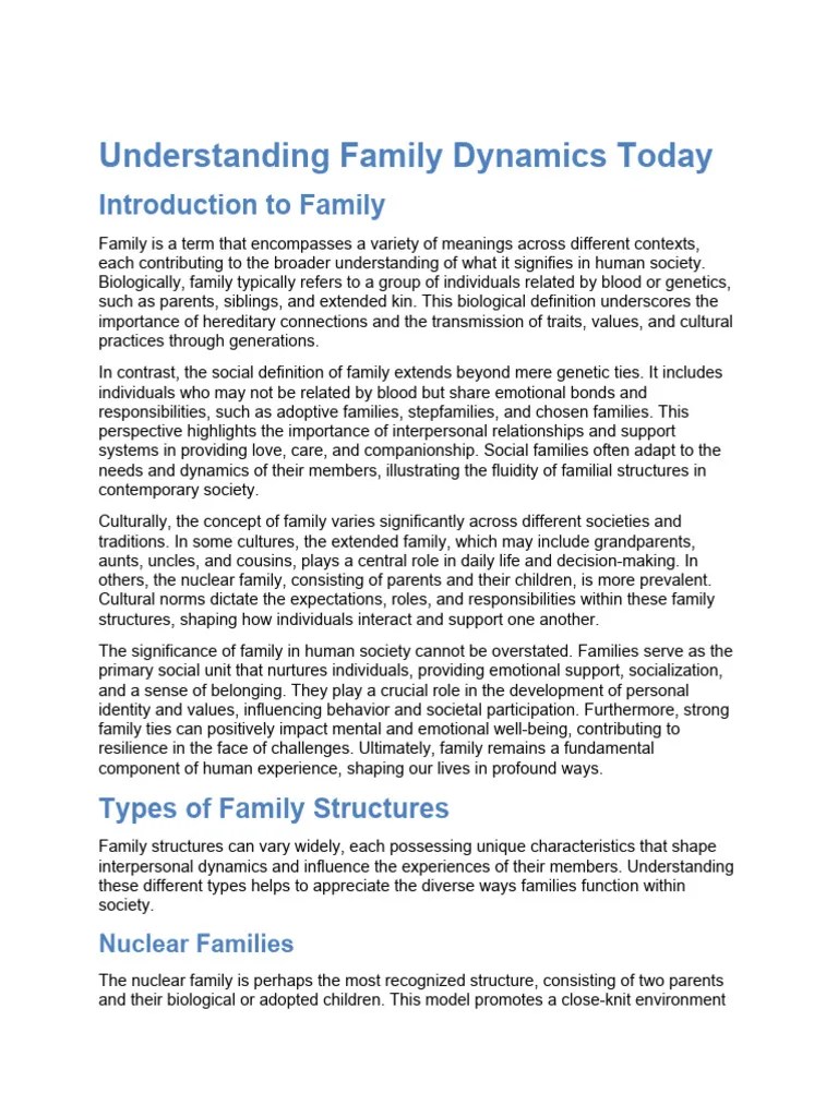 Understanding Family Dynamics Today | PDF | Family | Cost Of Living