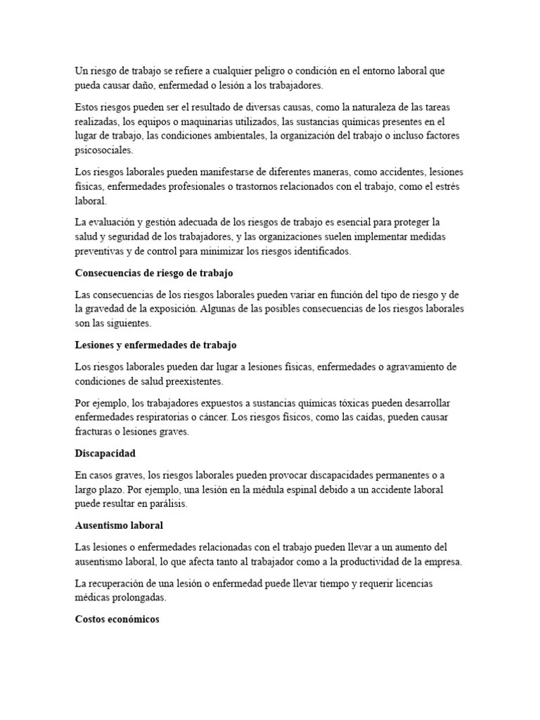 Riesgos De Trabajo | PDF | Derecho Laboral