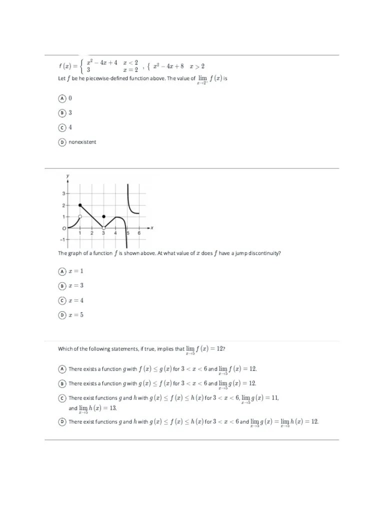 Limits And Continuity Practise Set 12 | PDF | Mathematical Relations ...