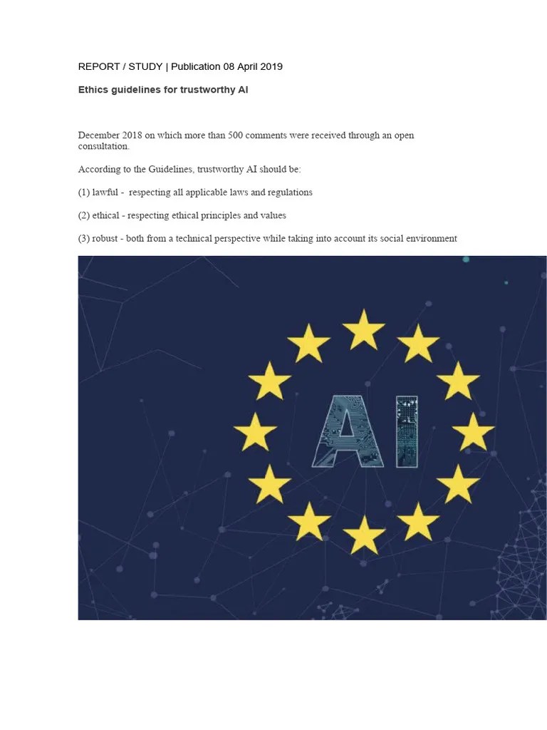 Ethics Guidelines For Trustworthy AI | PDF | Artificial Intelligence ...