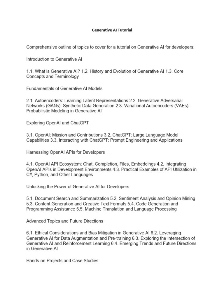 Generative AI Tutorial | PDF | Artificial Intelligence | Intelligence ...