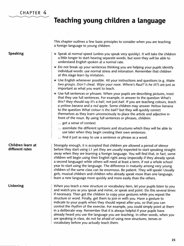 Teaching Very Young Learners Teaching Young Children A Language Pdf