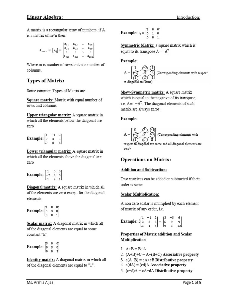 Introduction To Matrices | PDF | Matrix (Mathematics) | Determinant