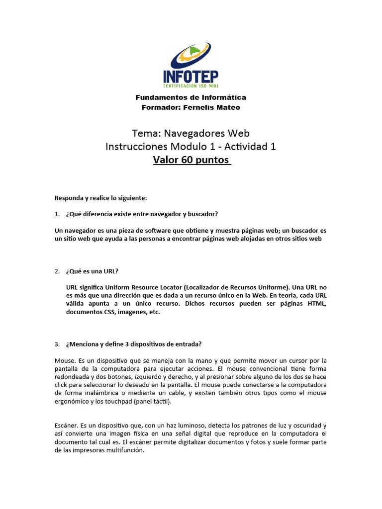 Actividad - Módulo 1 | PDF | Periférico | Red Mundial
