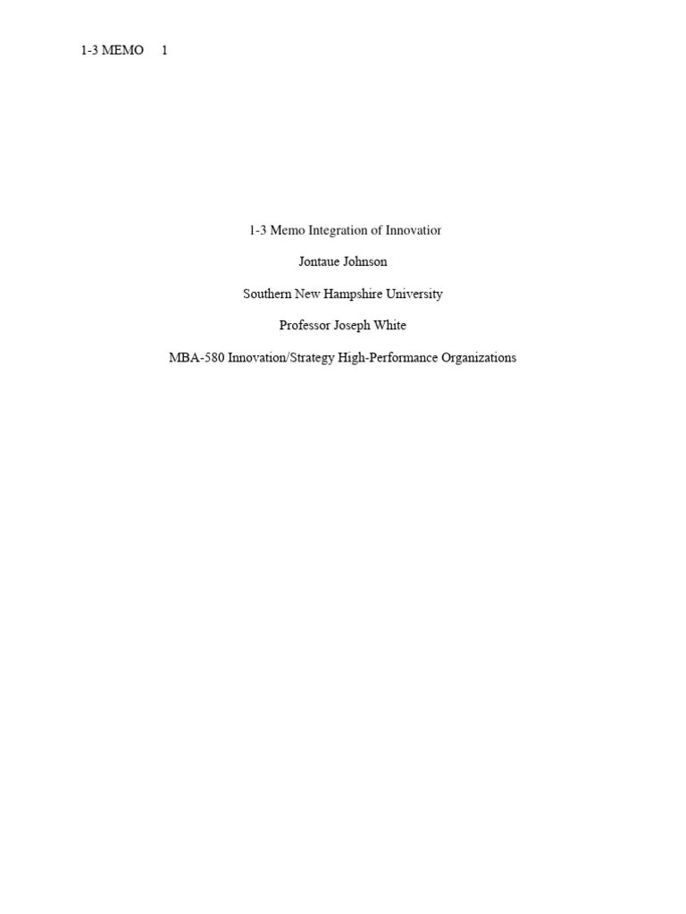 1-3 Memo Integration Of Innovation | PDF | Internet Of Things ...