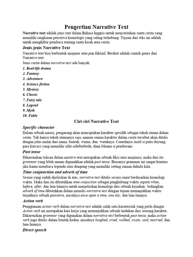 Narrative Text Kelas X | PDF | Fiksi Umum