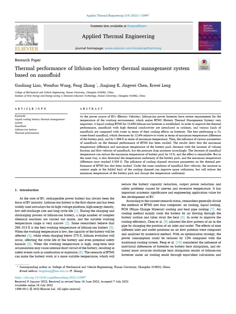 Thermal Performance Of Lithium-Ion Battery Thermal Management System ...