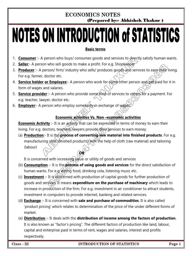 Ch-1 Introduction To Statistics | PDF | Economics | Statistics
