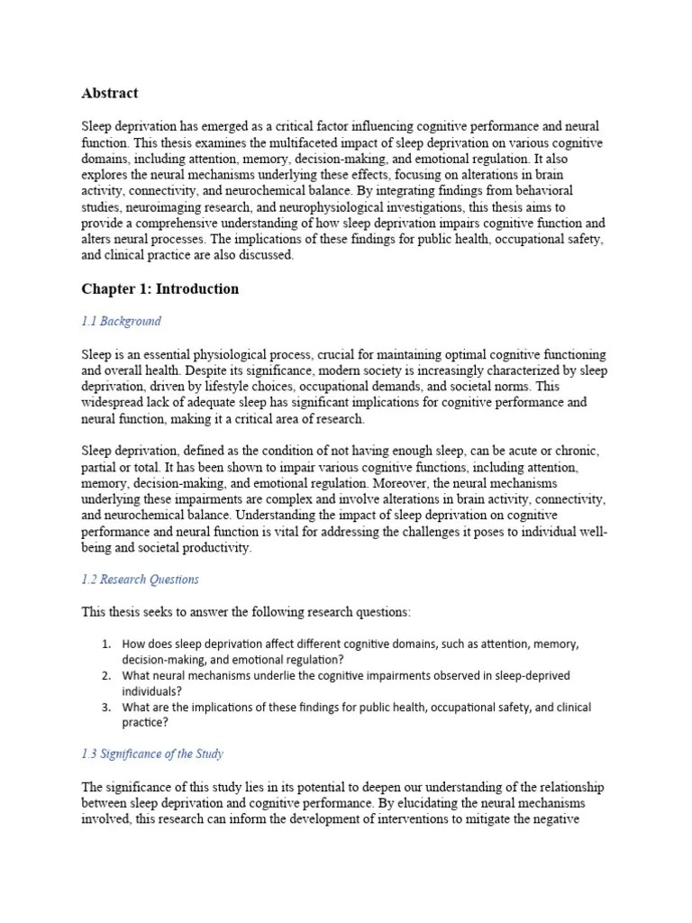 The Impact Of Sleep Deprivation On Cognitive Performance And Neural ...