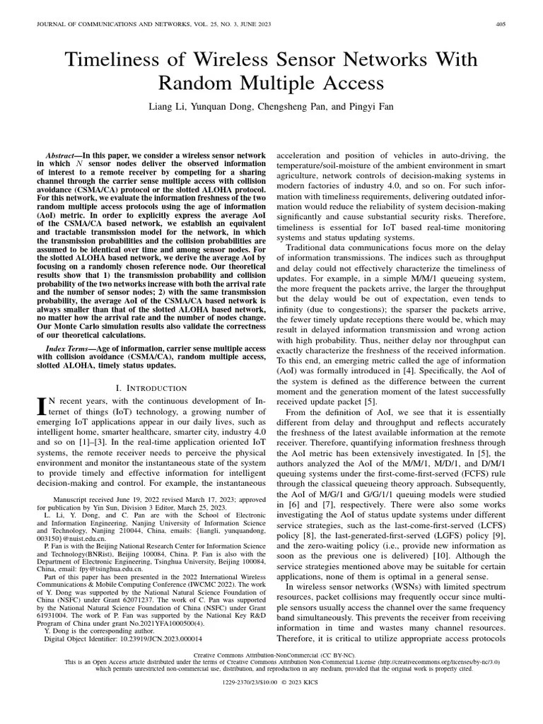 Timeliness Of Wireless Sensor Networks With Random Multiple Access ...