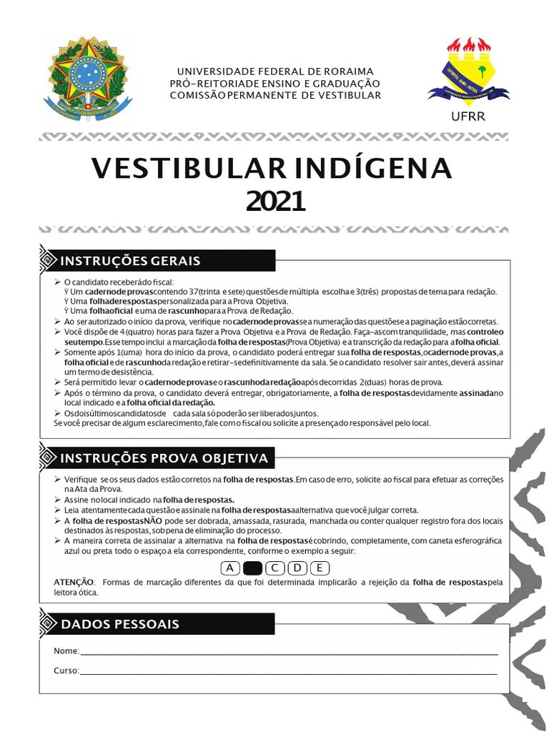 Caderno De Provas - Vestibular Indígena 2021 | PDF | Terreno | África