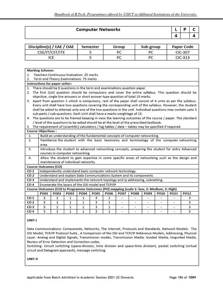 Computer Network Syllabus | PDF | Internet Protocol Suite | Computer ...