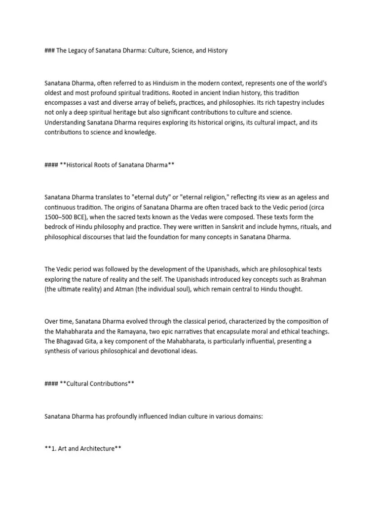 The Legacy Of Sanatana Dharma Culture, Science, And History | PDF ...