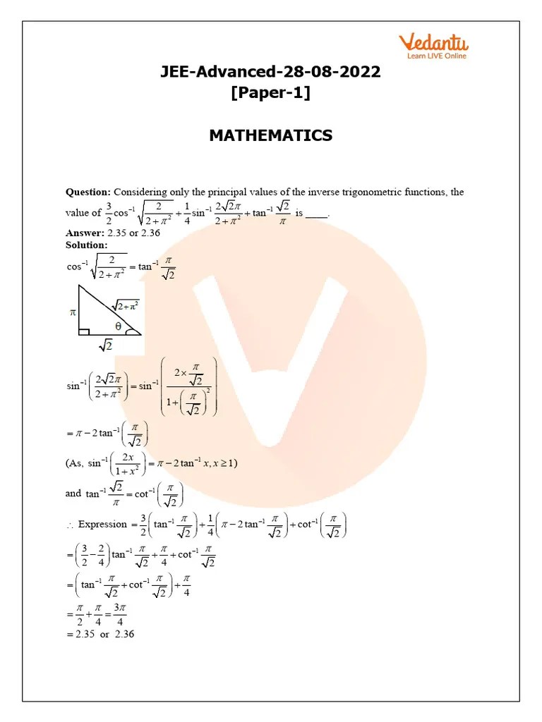 Advanced Maths Question With Solutions Part 1 | PDF | Complex Number ...