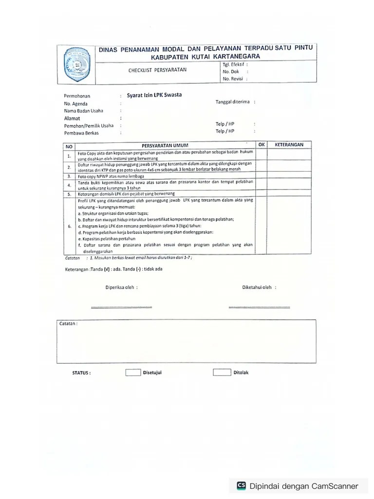 Syarat Izin Lpk Pdf