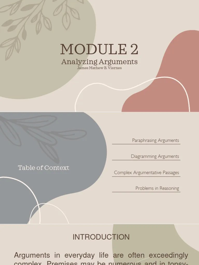 Introduction To Logic Module 2 Analyzing Arguments | PDF | Argument | Logic