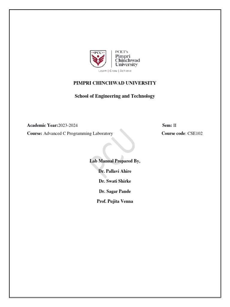 Lab Manual Adv C Programming | PDF | Pointer (Computer Programming ...