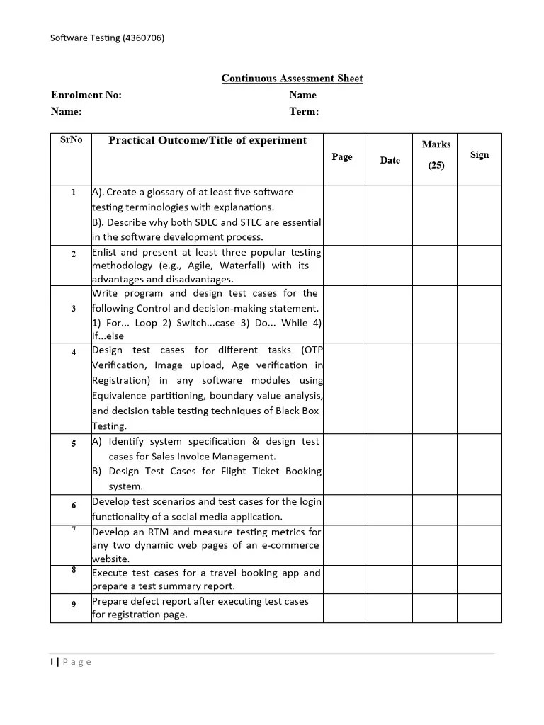 Software Testing Lab Manual-1 | PDF | Software Testing | Software ...