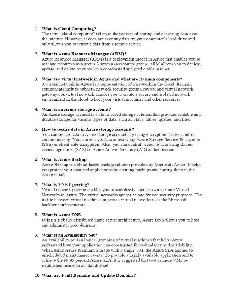 Interview Questions Azure | PDF | Microsoft Azure | Cloud Computing