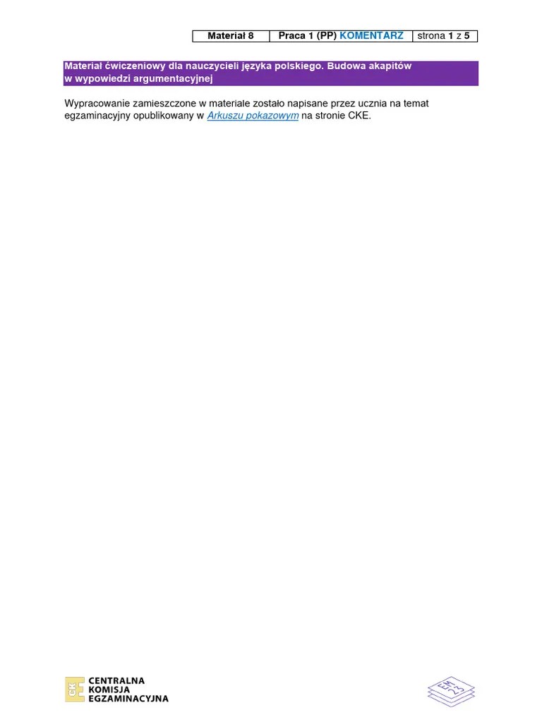 08 budowa akapitów w wypowiedzi argumentacyjnej. praca 1 komentarz