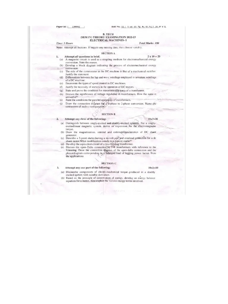 AKTU Question Paper Machine-1st 2023 | PDF