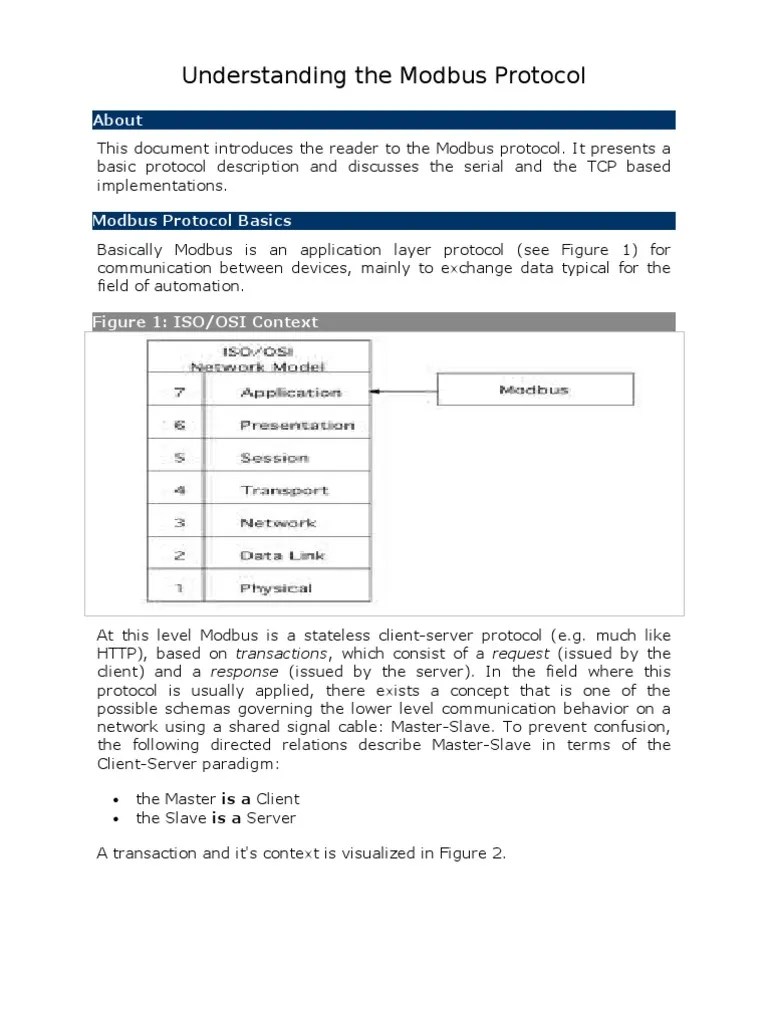 Understanding The Modbus Protocol | PDF | Communications Protocols | Osi Model