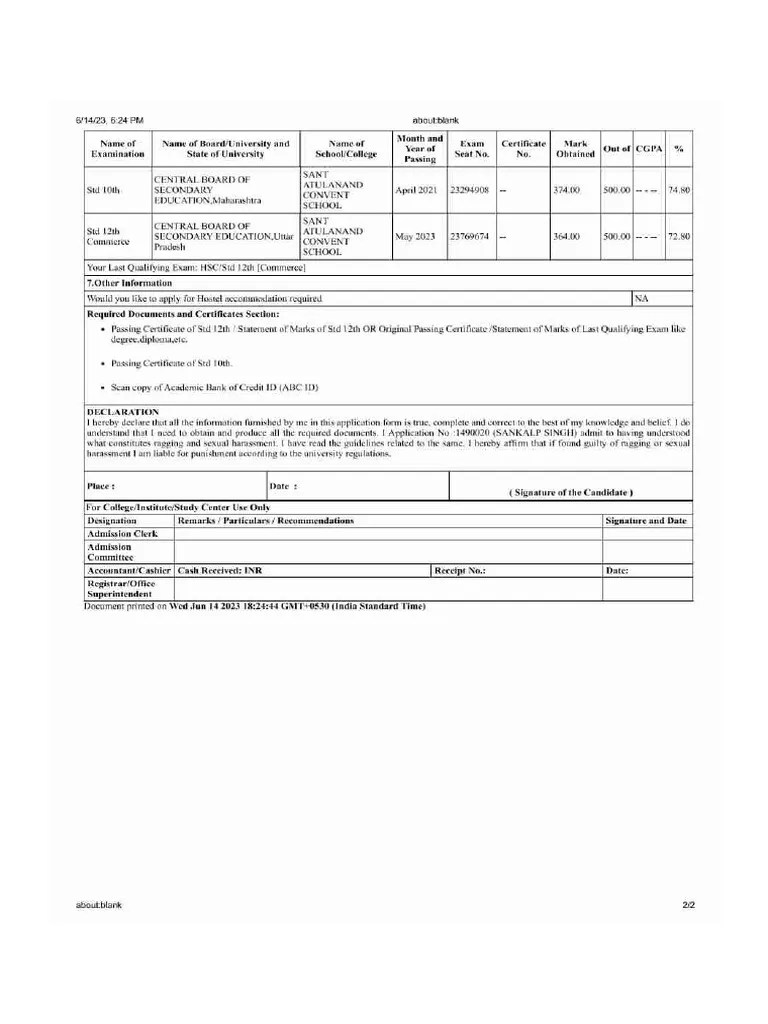 University Pre Registration Application Form | PDF