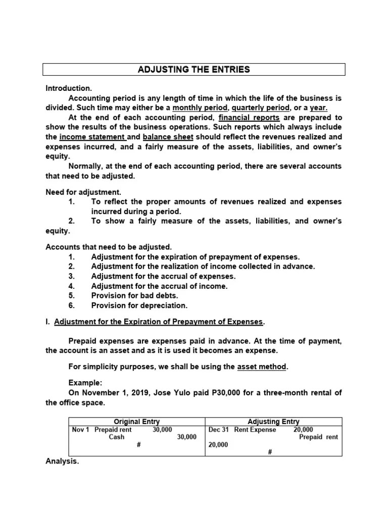 Lecture-V.-Adjusting-the-entries | PDF | Debits And Credits | Expense