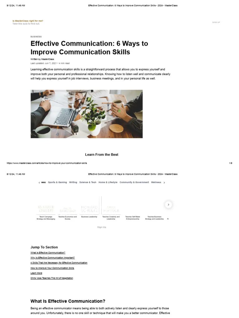 Unit 8 Article Effective Communication_ 6 Ways To Improve Communication Skills - 2024 ...