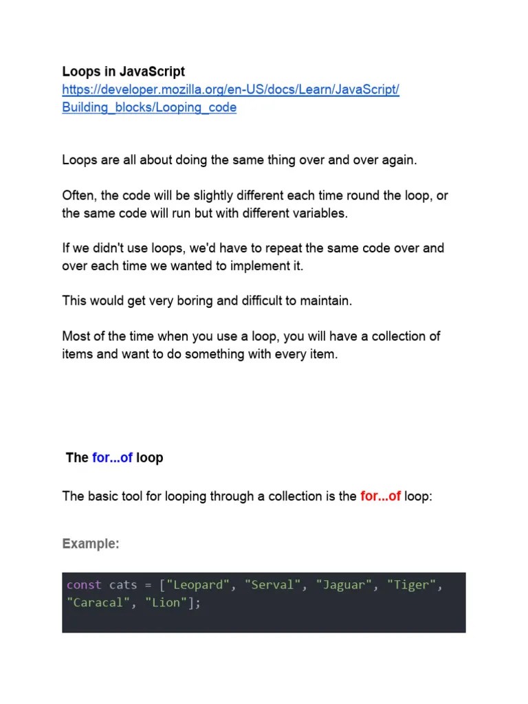 Loops In JavaScript | PDF | Control Flow | Software Development