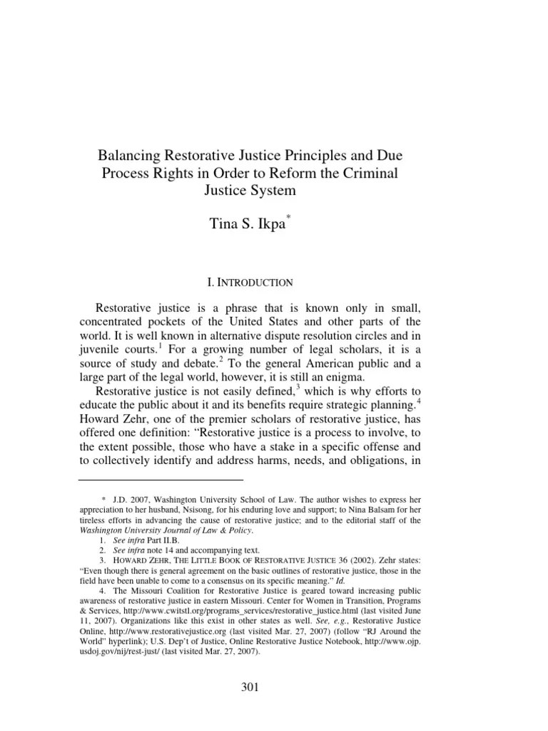 Balancing Restorative Justice Principles | PDF | Restorative Justice ...
